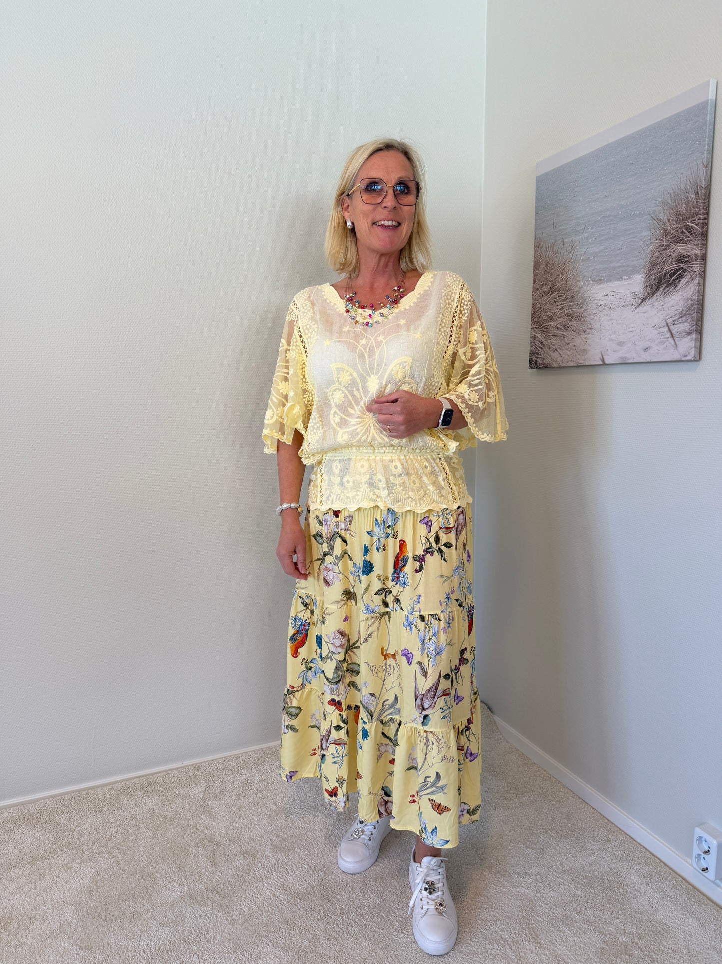 Smock Kjol Gul Mixprint (Gul)