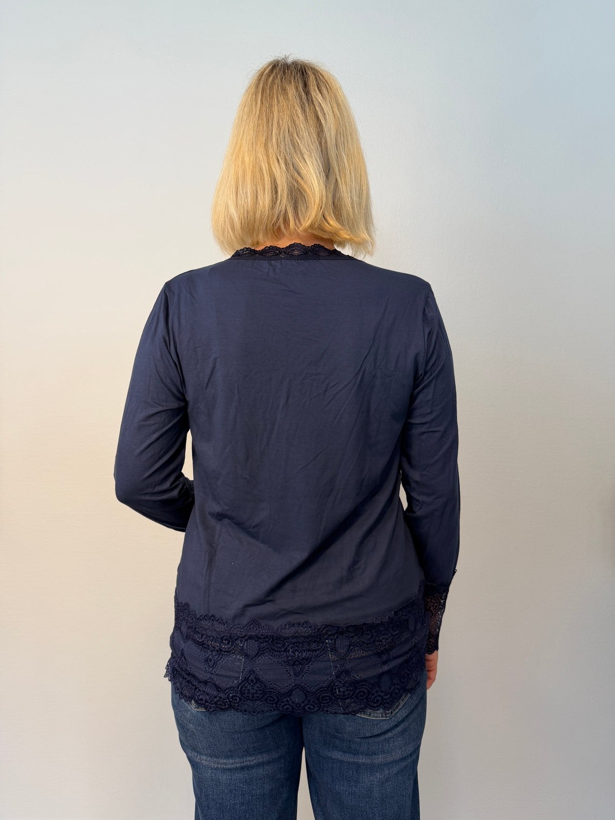 Långärmad Topp Med Spets Light Navy (Navy)