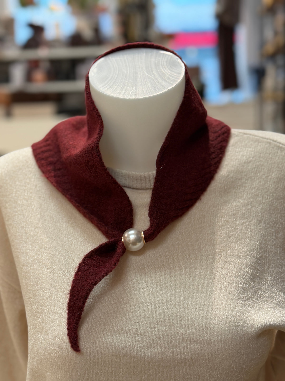 Stickad Magnetsjal (Burgundy)