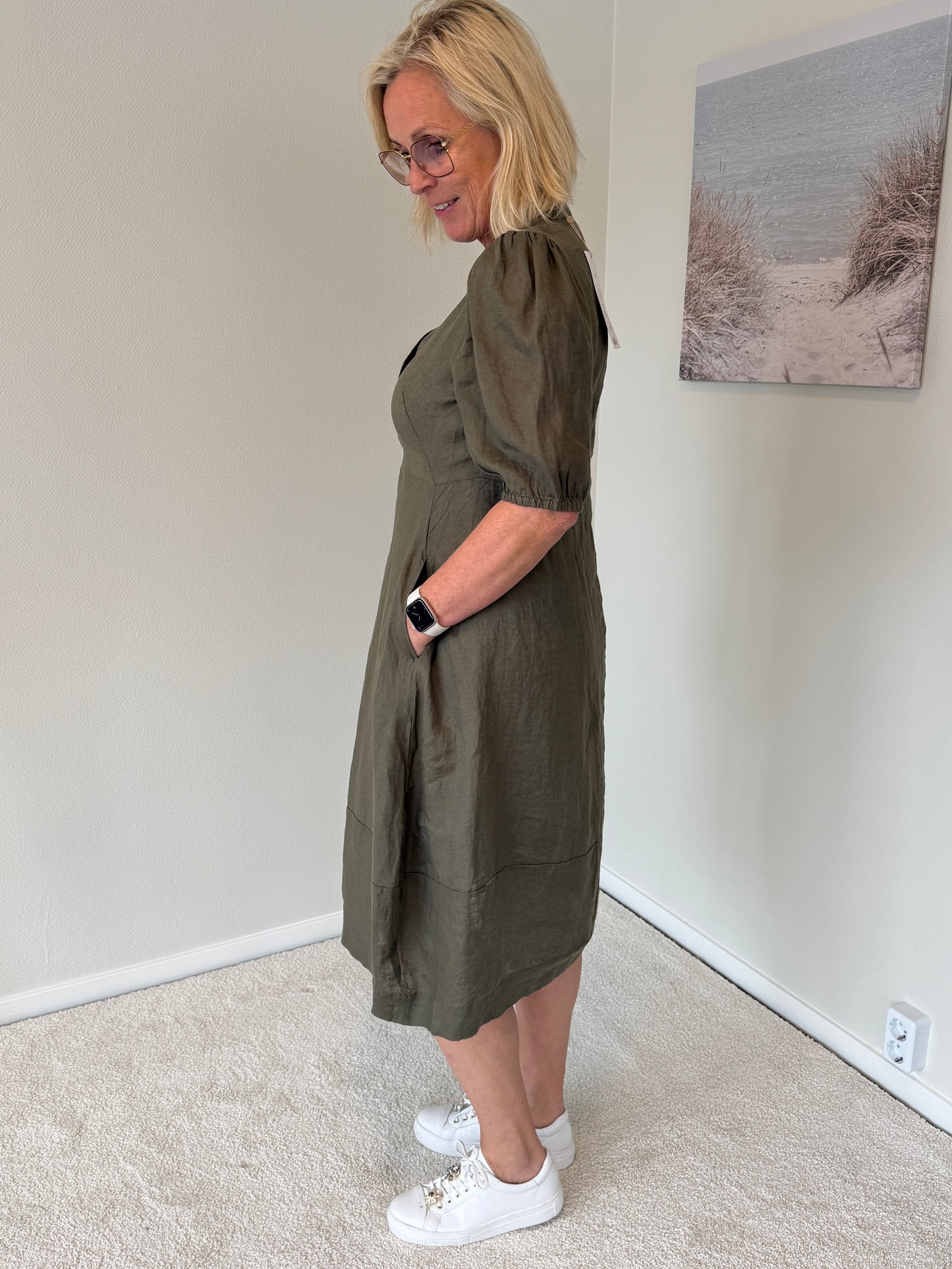 Cuaniela Molly Ss Placket Dress (Green)