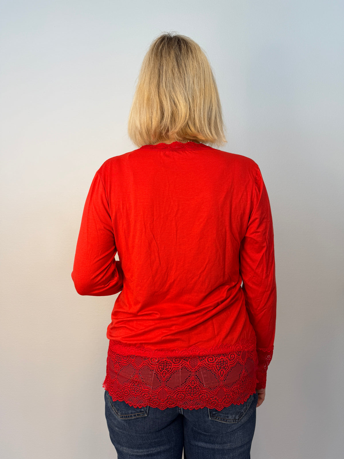 Långärmad Topp Med Spets (Red)