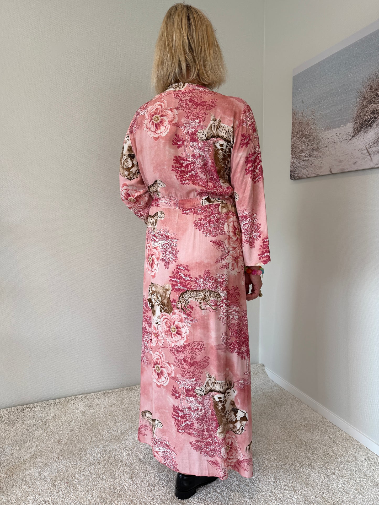 Mönstrad Maxiklänning (Rosa)