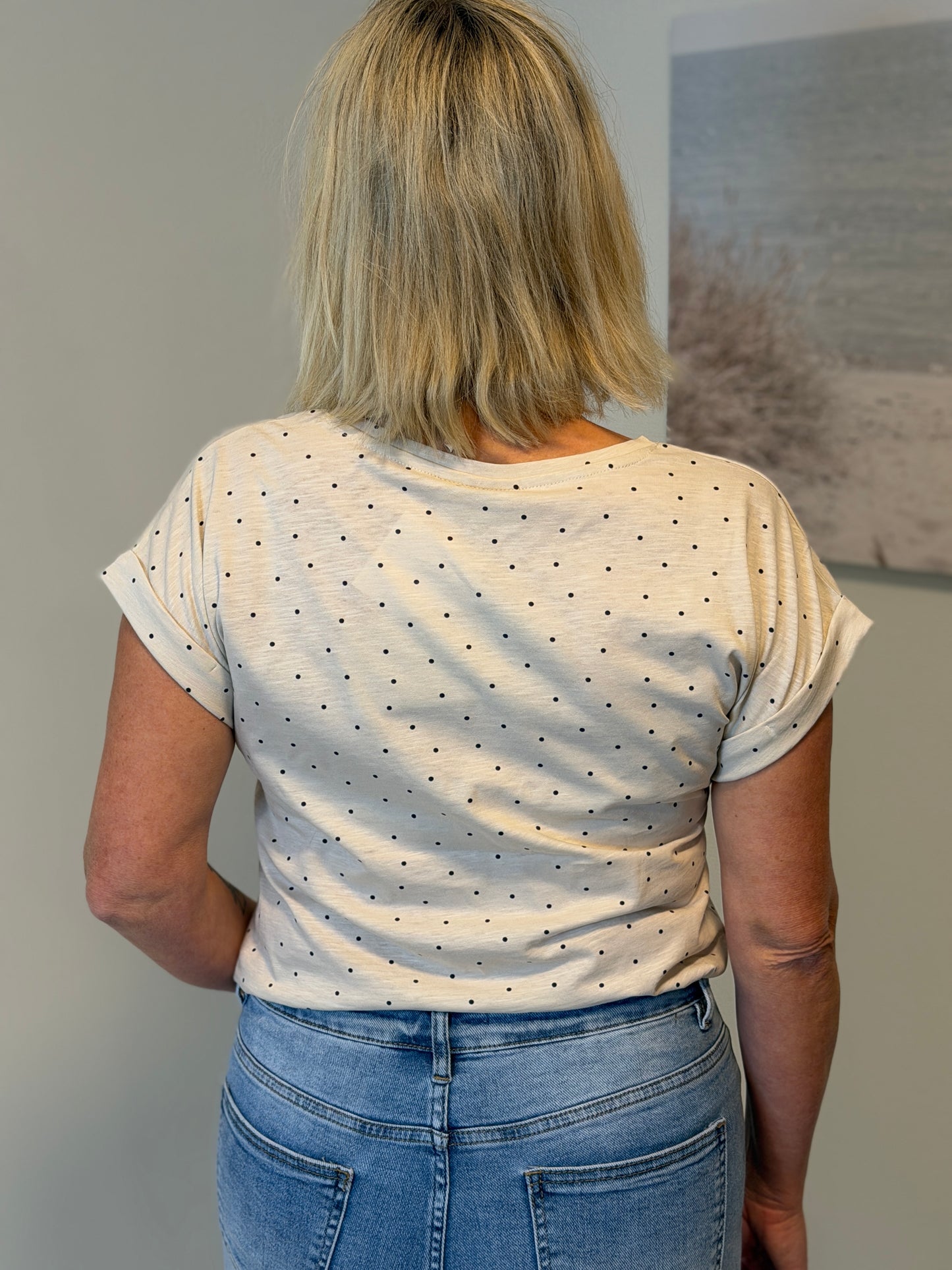 Fqviva-Tee (Moonbeam w. Navy Blazer)