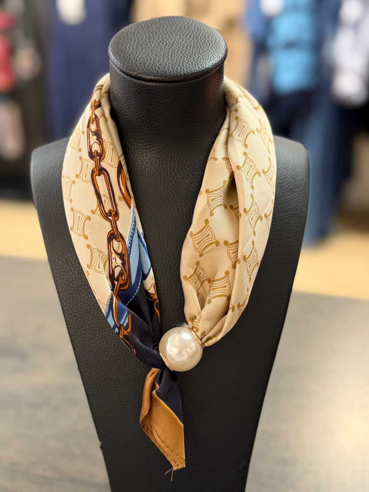 Scarf Beige Och Blått (Beige)