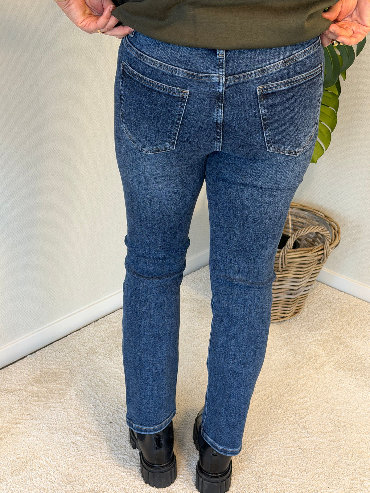 Jeans Straight Leg (Mörkblå)