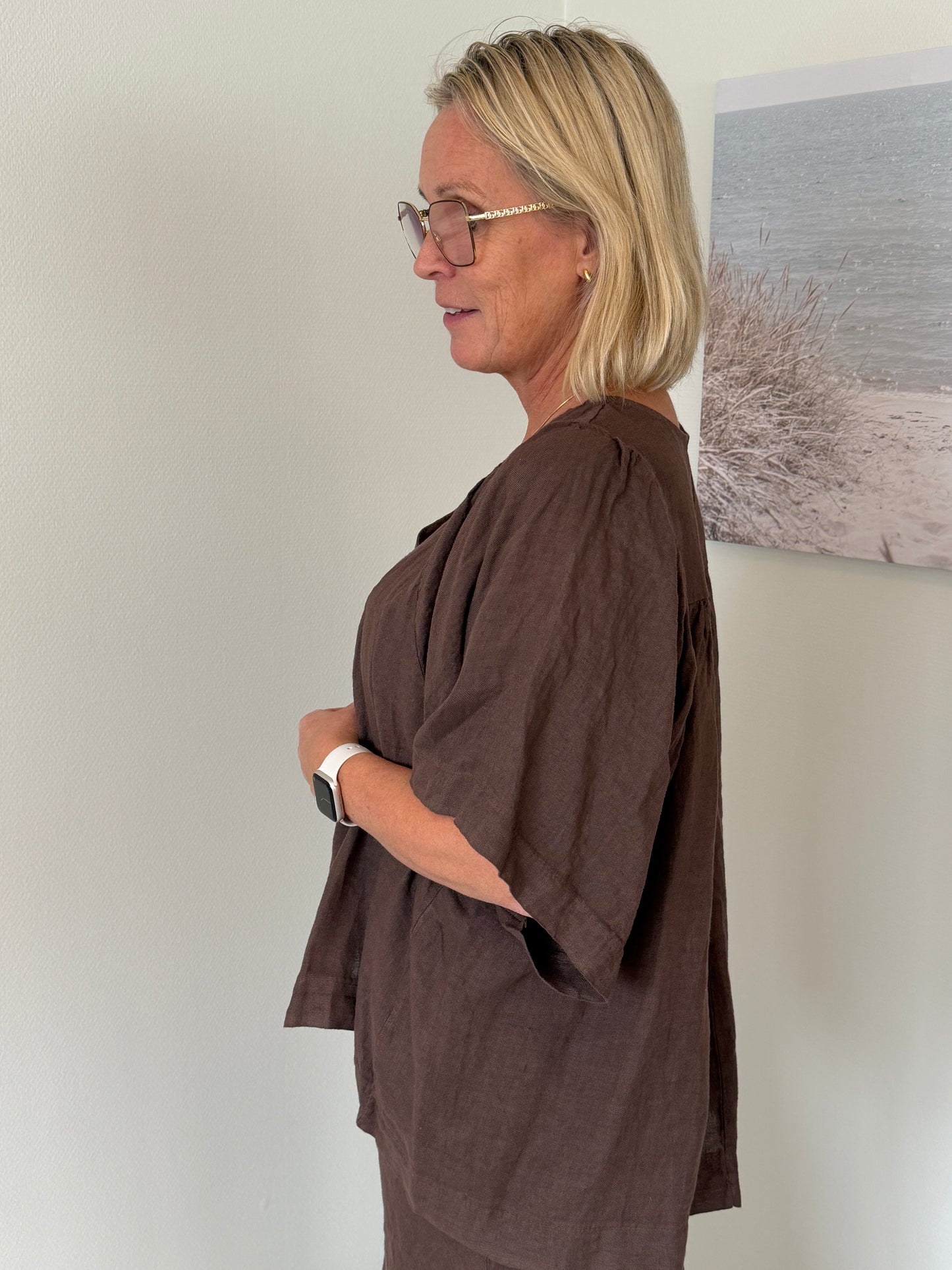 Linnetopp Med V-Ringning (Brun)