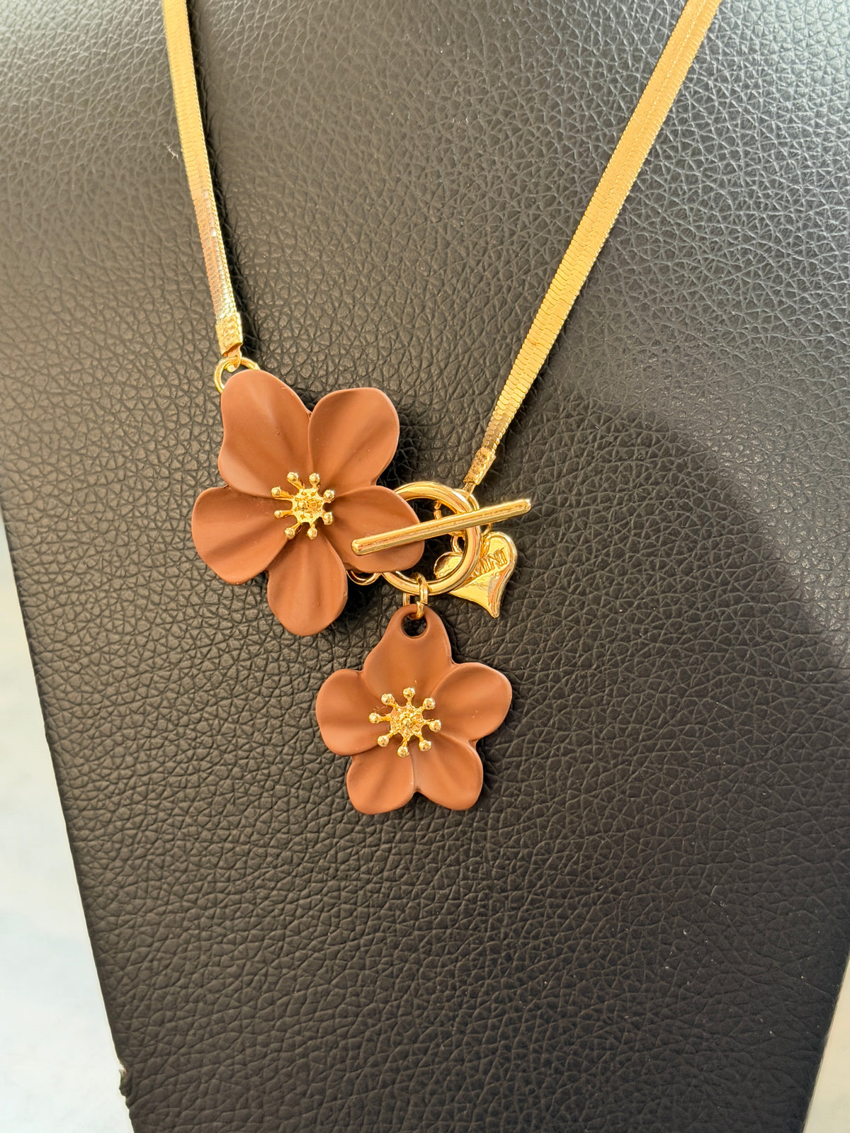 Halsband Blomma (Guld/brun)