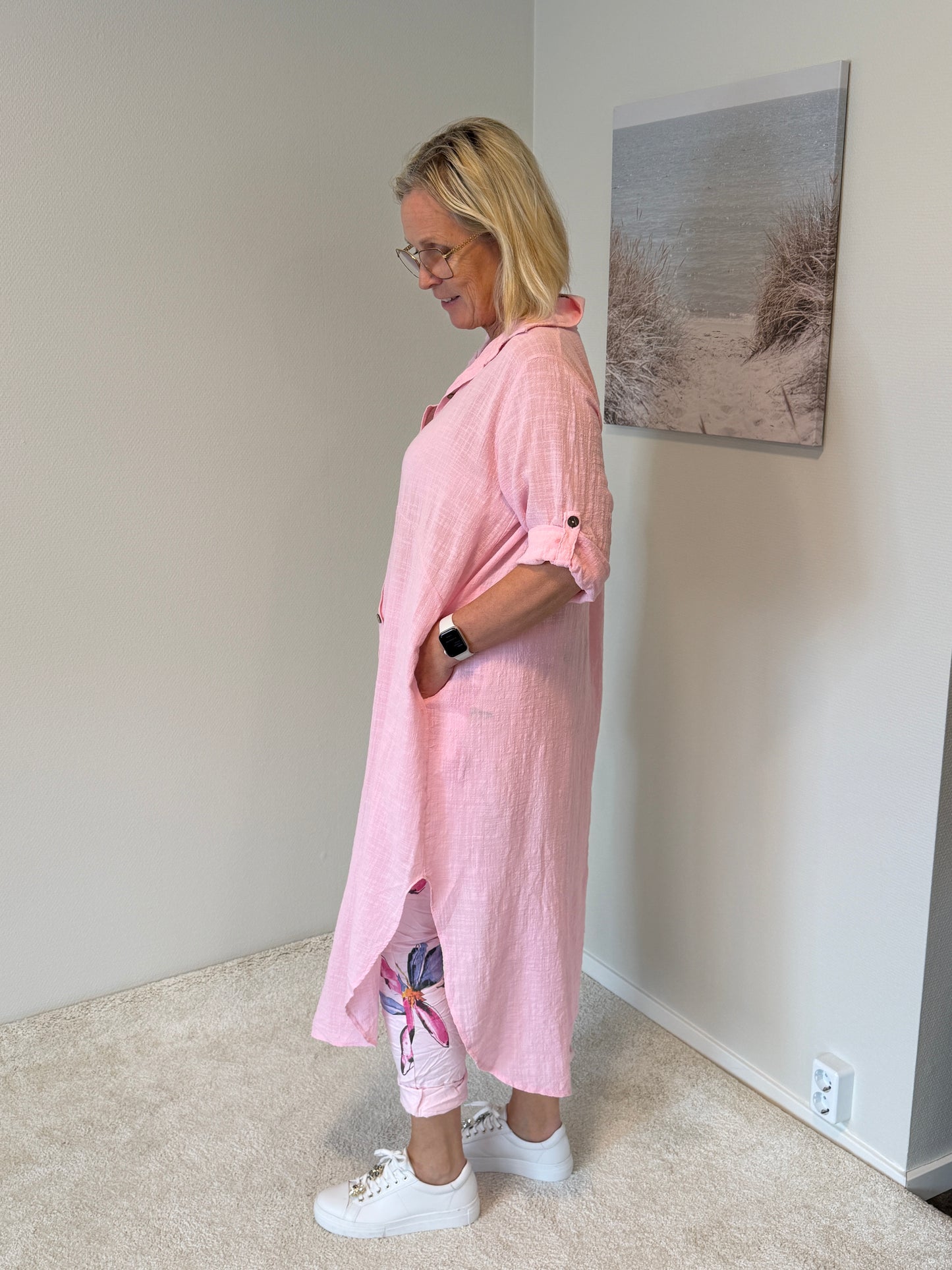 Skjortklänning I Bomull (Rosa)