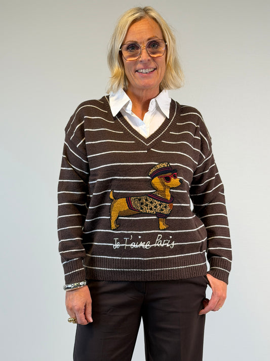 Stickad Randig Hund (Brun)