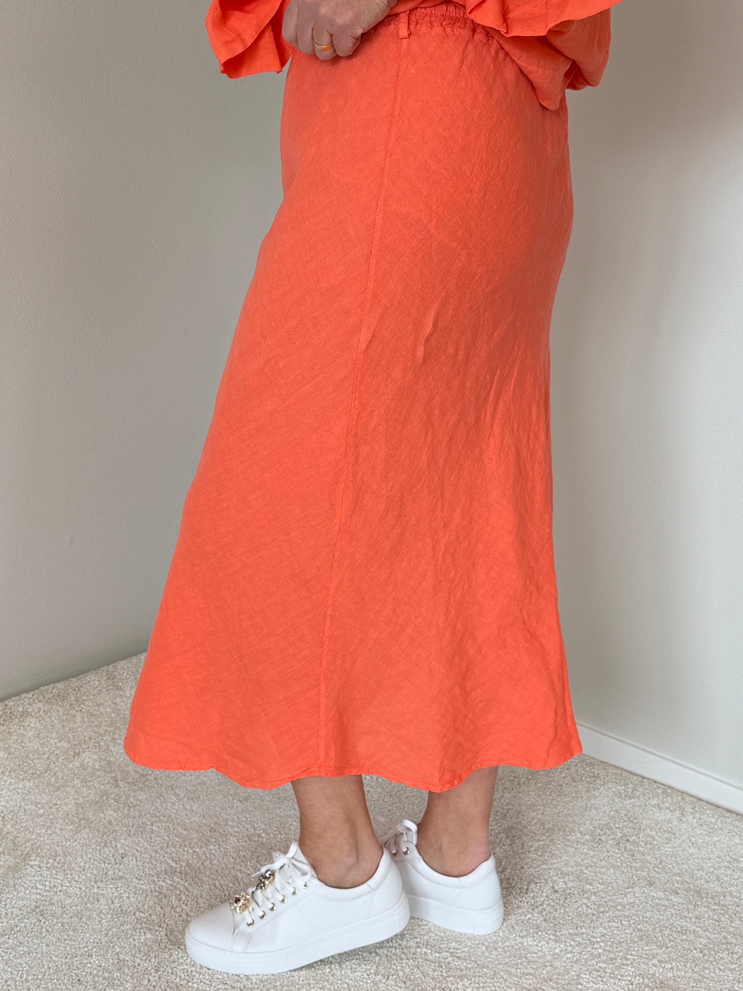 Linnekjol Med Resårmidja (Orange)