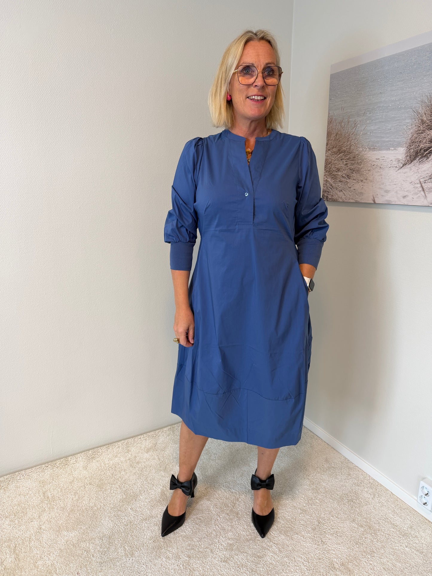 Cuantoinett 3/4 Sleeve Dress (Blue)