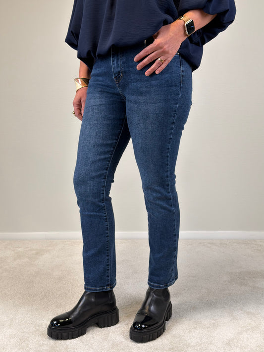 Jeans Straight Leg (Mörkblå)