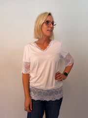 Kortärmad Topp Med Spets (White)