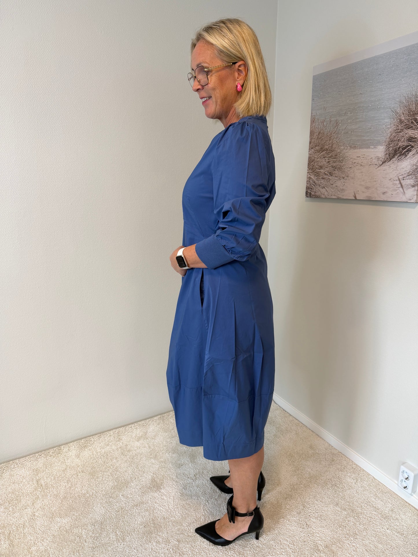 Cuantoinett 3/4 Sleeve Dress (Blue)