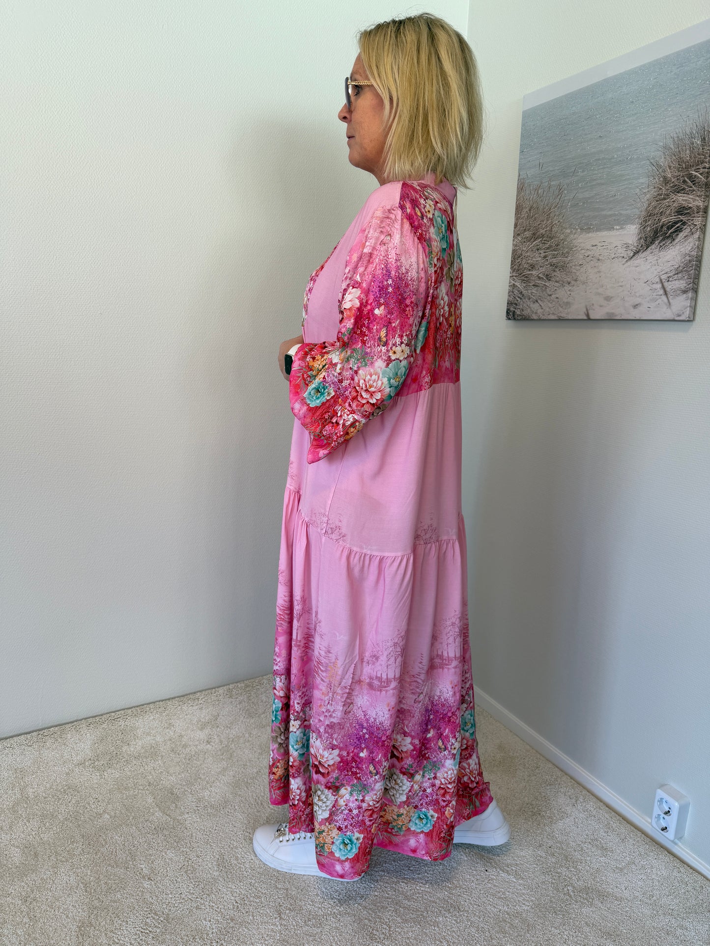 Milano Maxiklänning Flower (Bubbelgum)