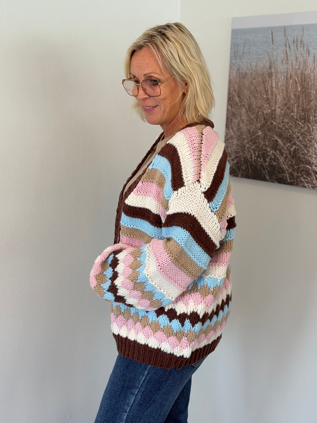 Cardigan Multifärgad (Brun)