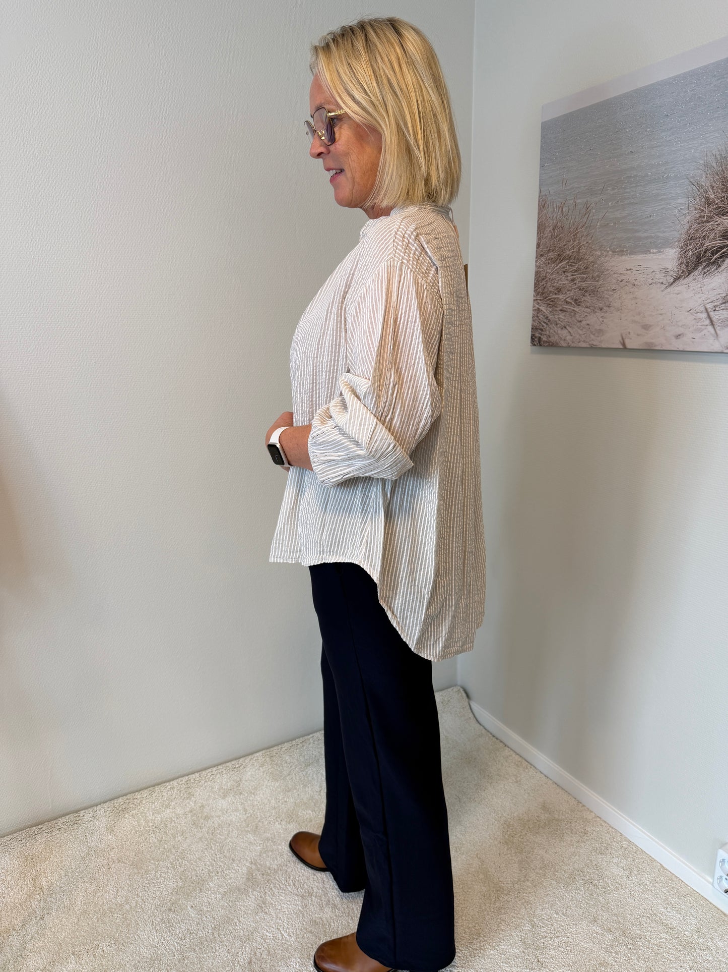 Blus Randig (Beige)
