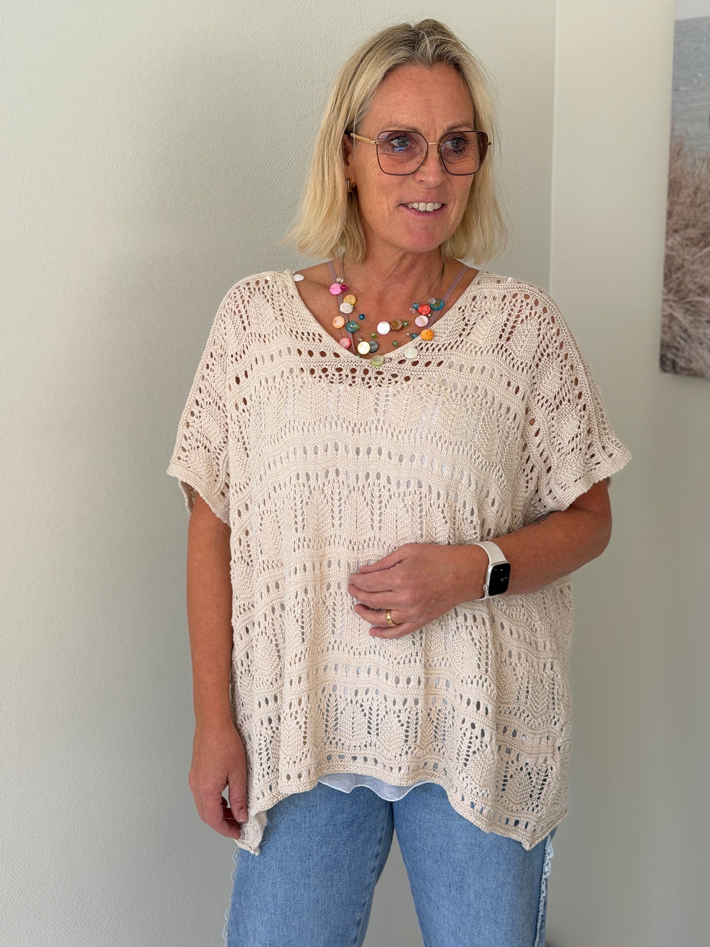 Virkad Topp (Beige)