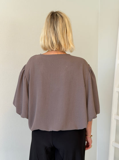 Topp Med Ballongärm (Taupe)