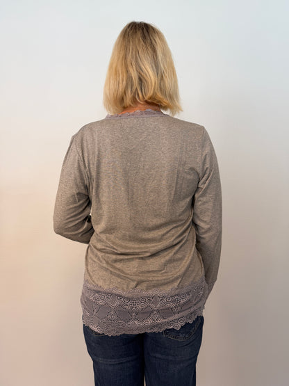 Långärmad Topp Med Spets (Grey)