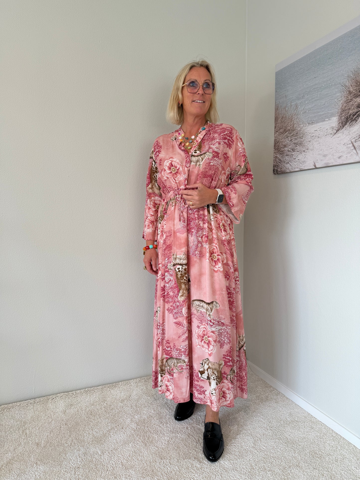 Mönstrad Maxiklänning (Rosa)