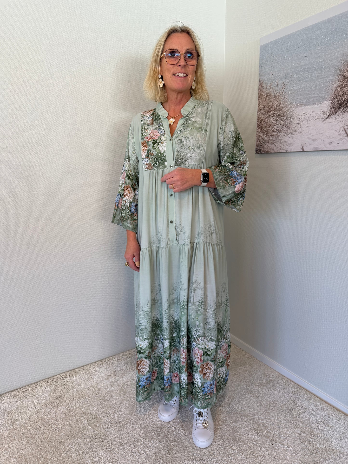 Milano Maxiklänning Flower (Kakhi)