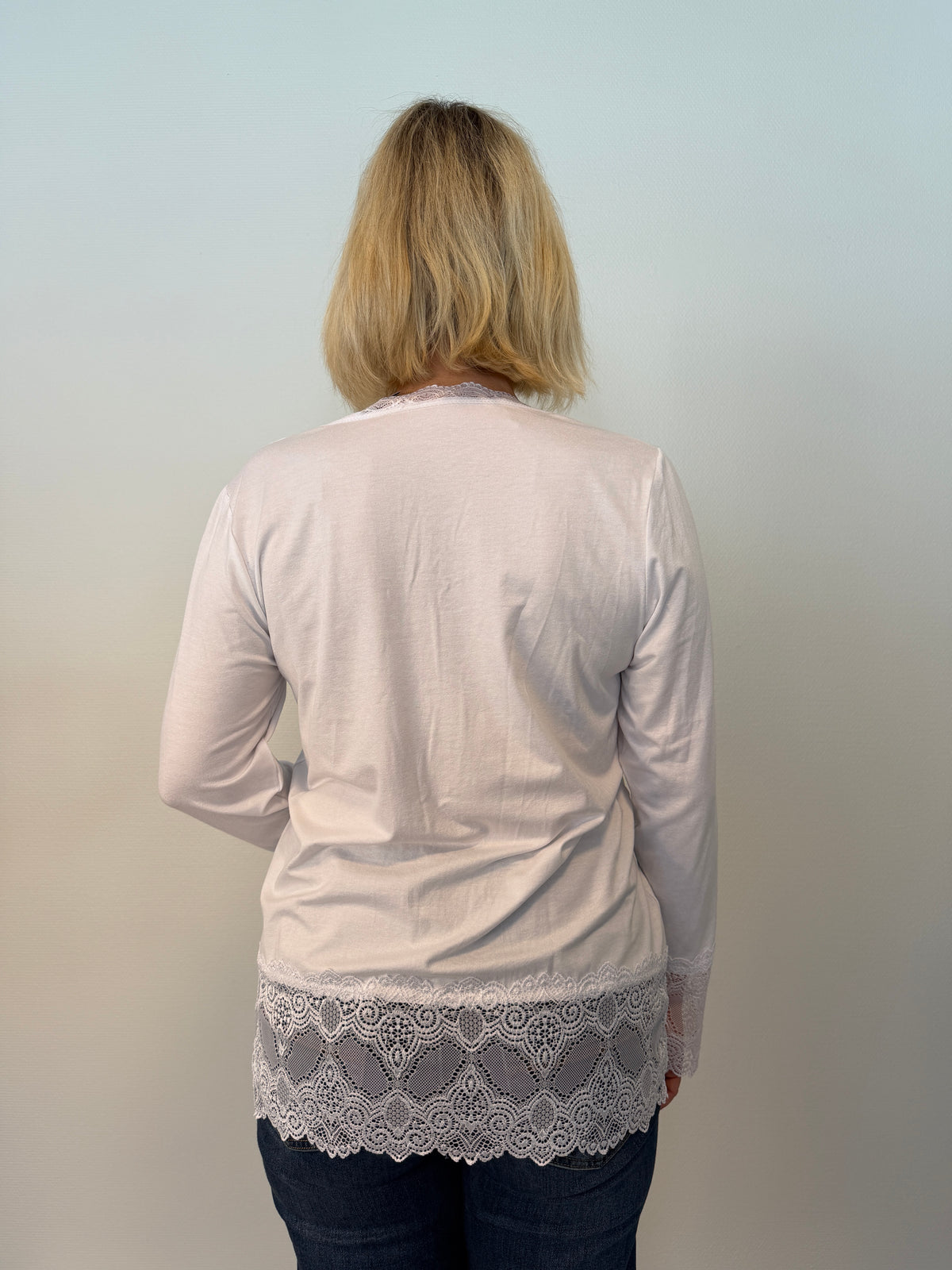 Långärmad Topp Med Spets Light White (White)
