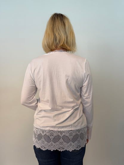 Långärmad Topp Med Spets Light White (White)