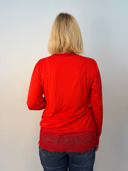 Långärmad Topp Med Spets (Red)
