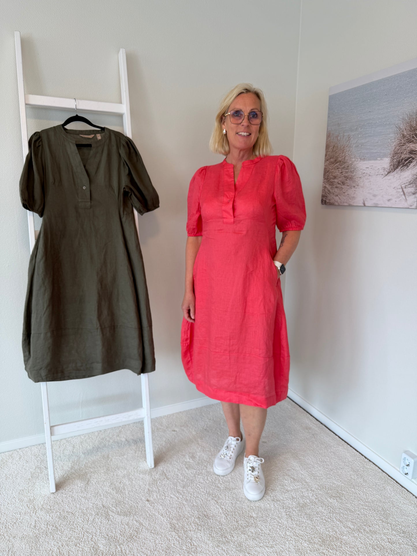 Cuaniela Molly Ss Placket Dress (Pink)