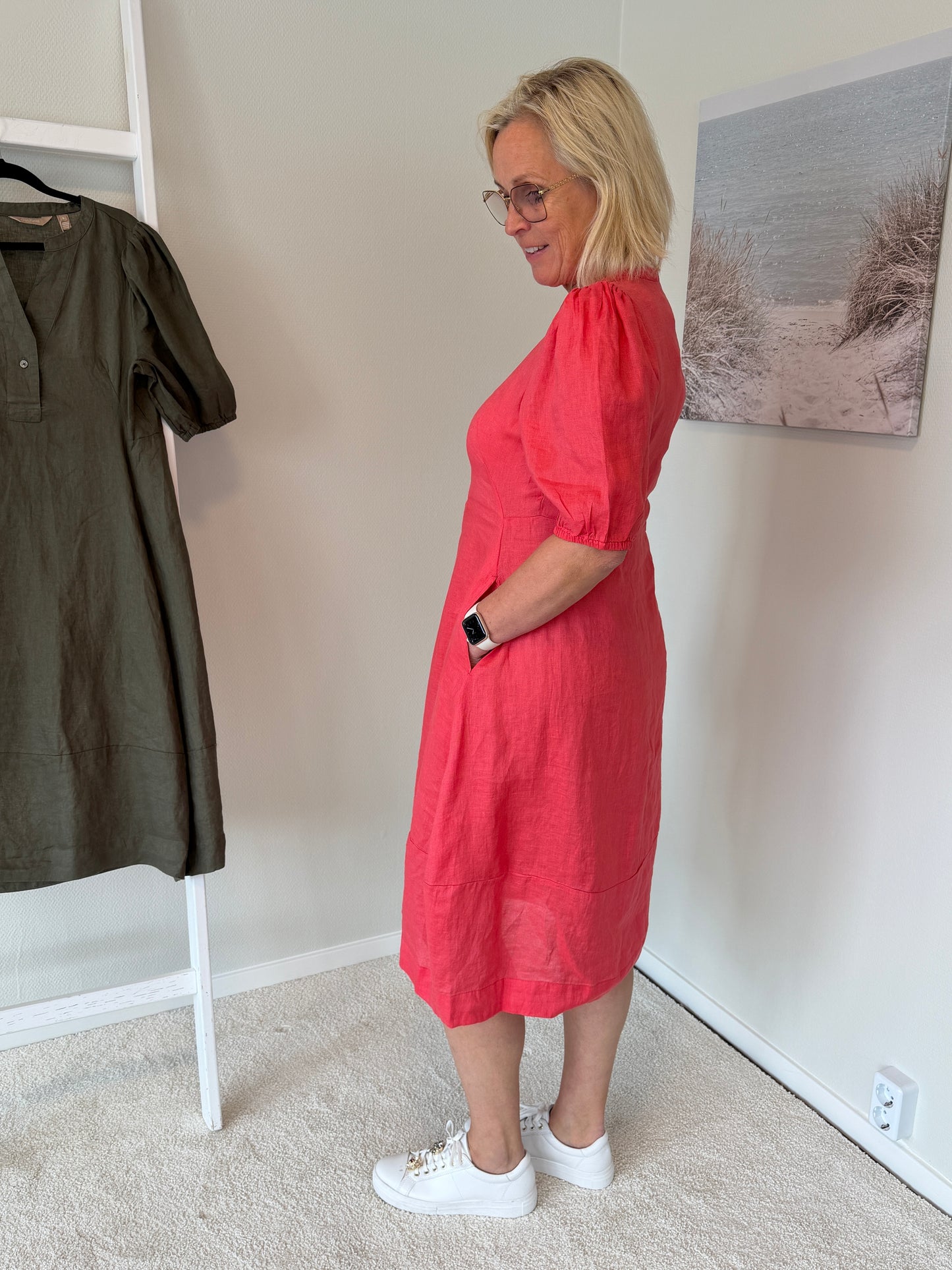 Cuaniela Molly Ss Placket Dress (Pink)
