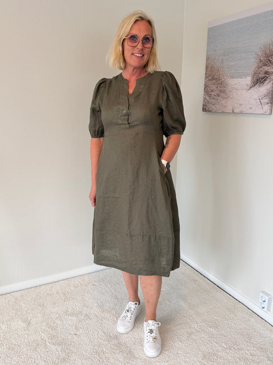 Cuaniela Molly Ss Placket Dress (Green)