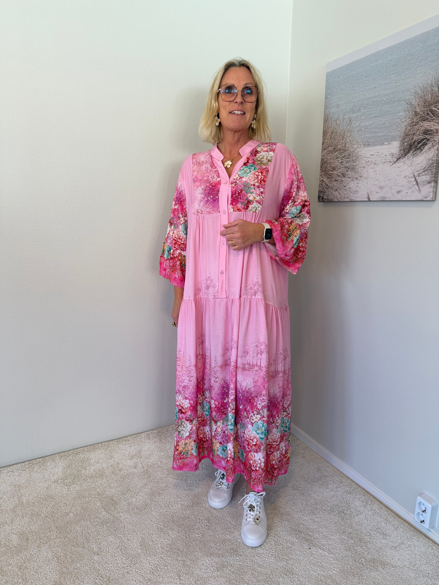 Milano Maxiklänning Flower (Bubbelgum)