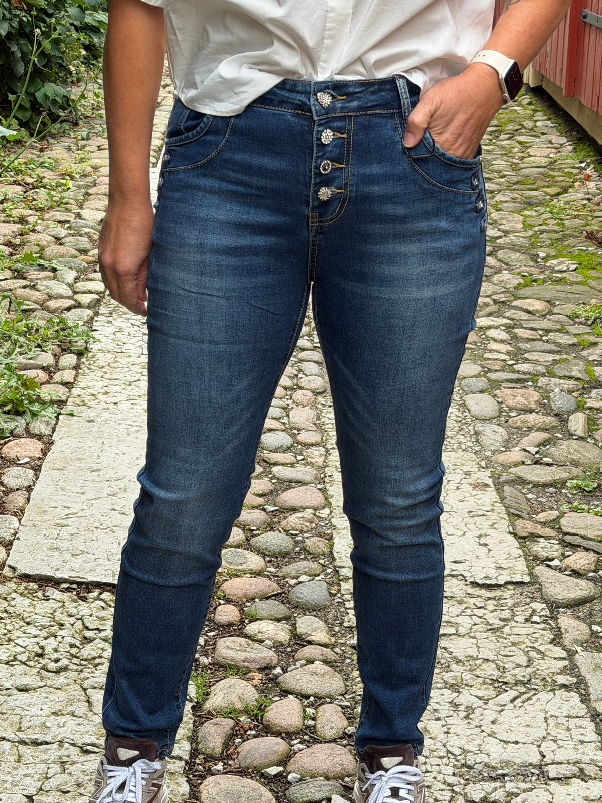 Blå Jeans Med  Knappmix (Blå)