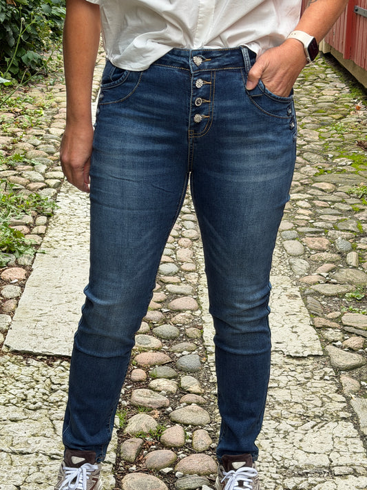 Blå Jeans Med  Knappmix (Blå)