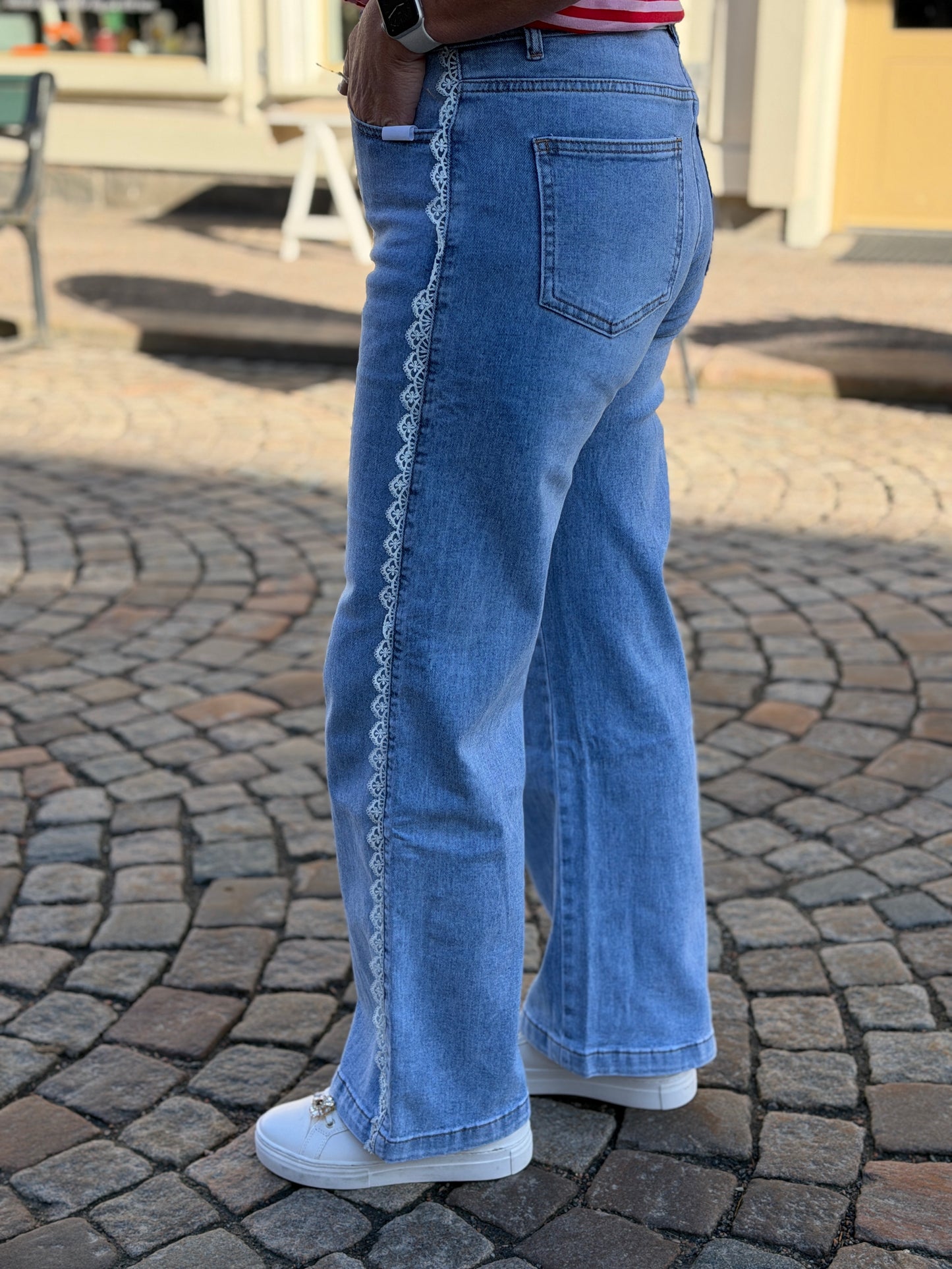 Jeans Med Spets (Blå)