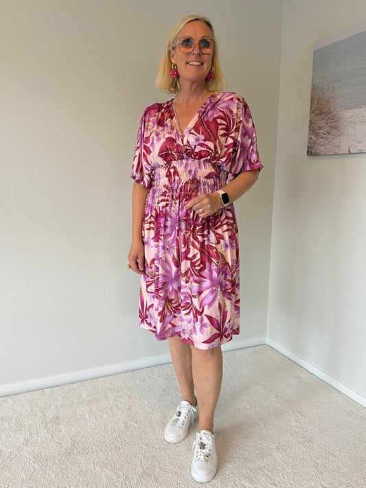 Klänning Kort Print (Cerise)