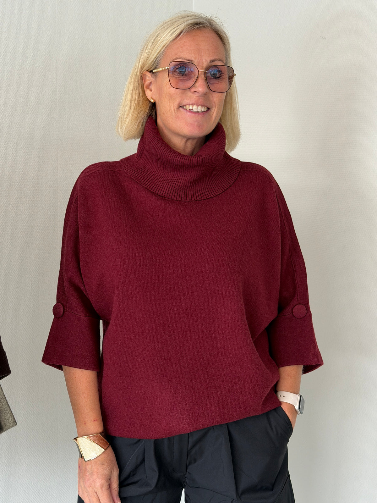Stickad Polo (Bordo)