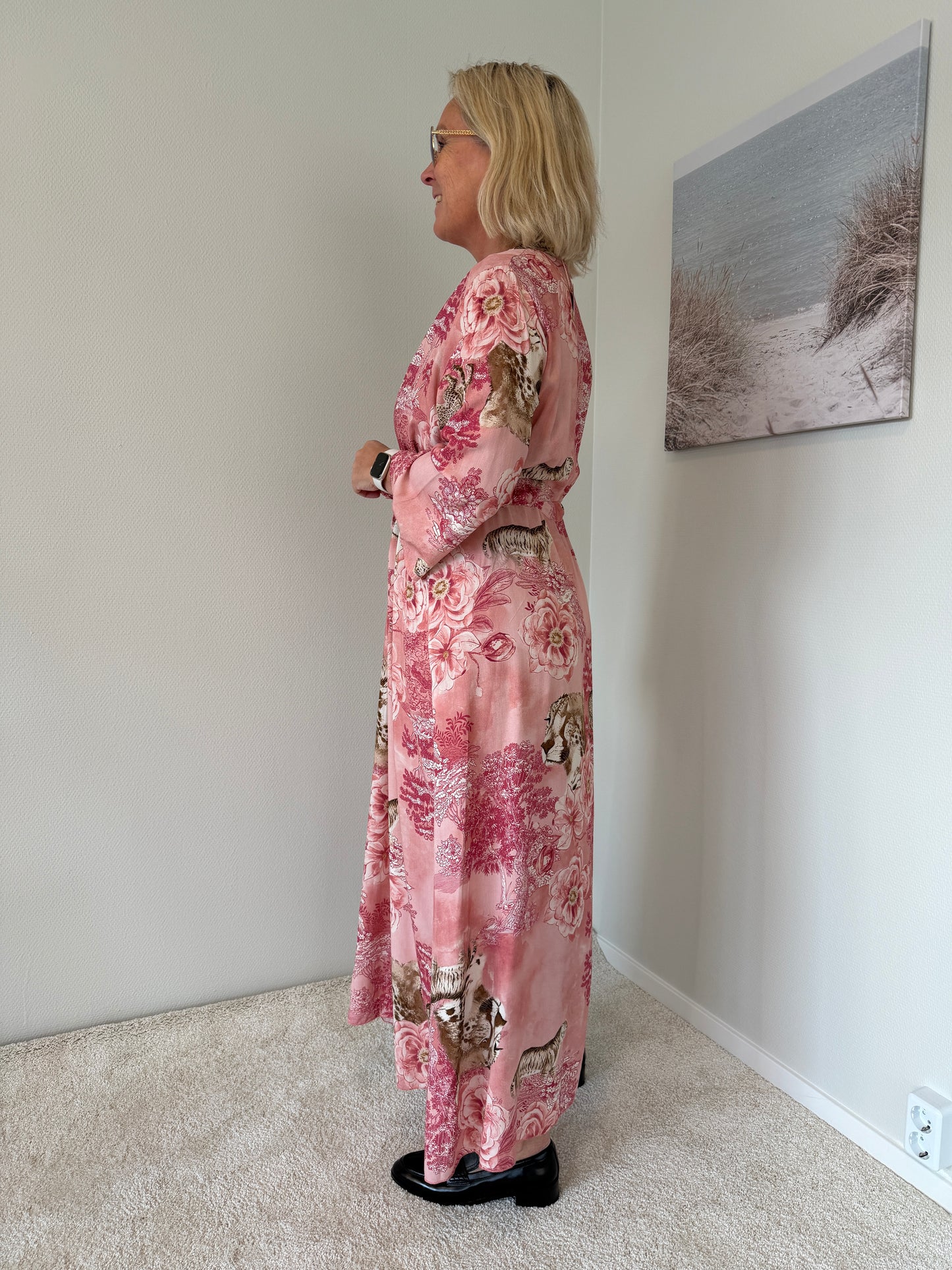 Mönstrad Maxiklänning (Rosa)