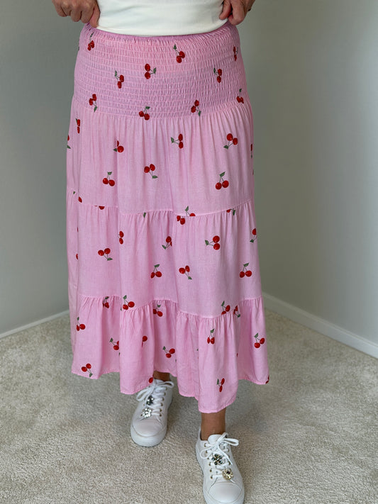 Smockkjol M Körsbär (Rosa)