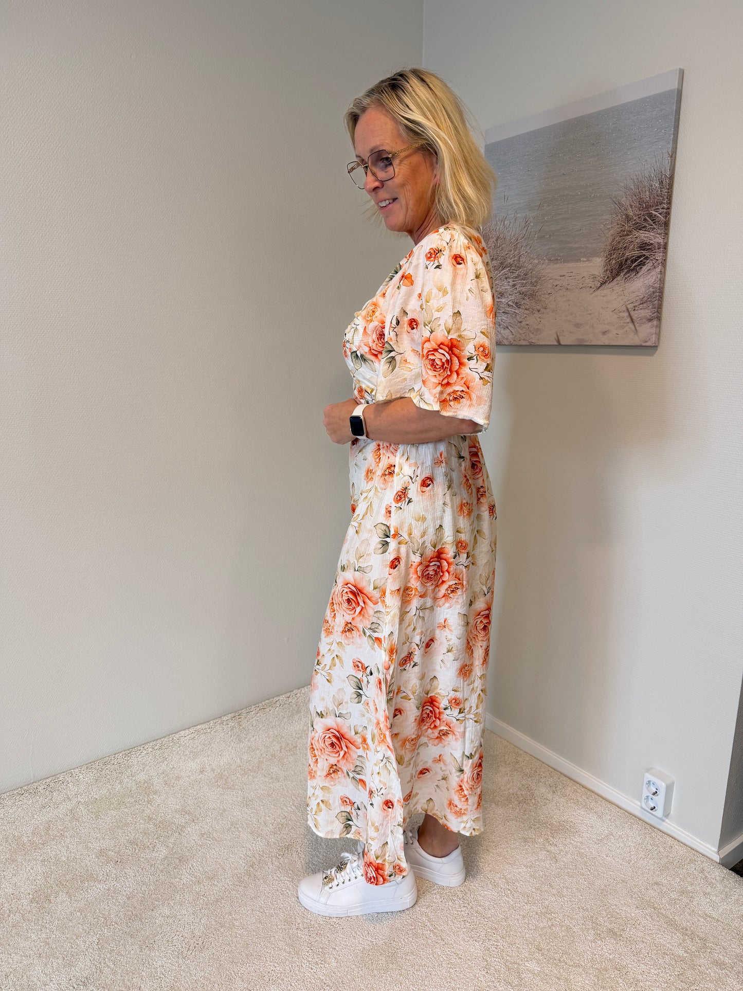 Klänning Kate Blommor (Korall)