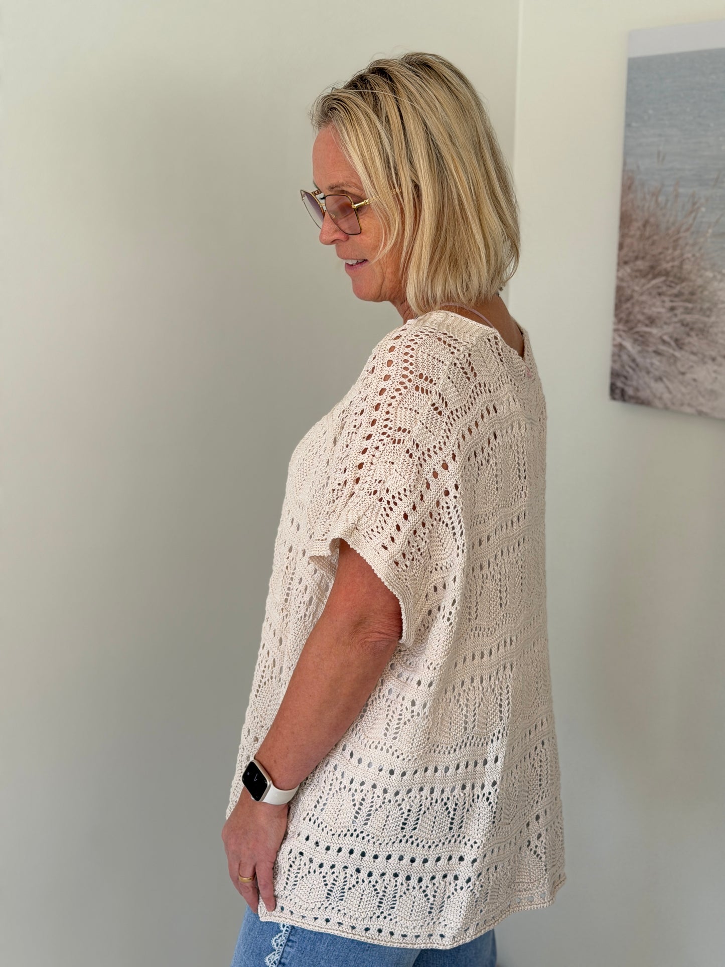 Virkad Topp (Beige)