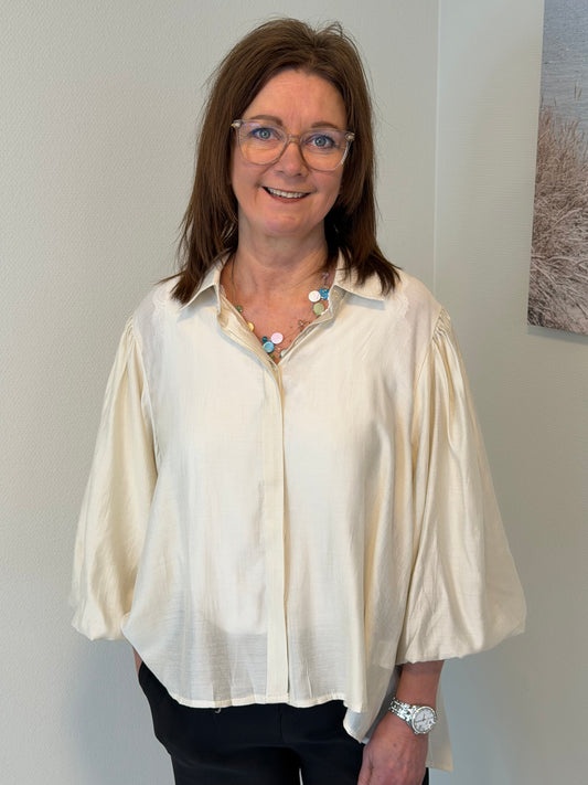 Blus Med Ballongärm (Beige)