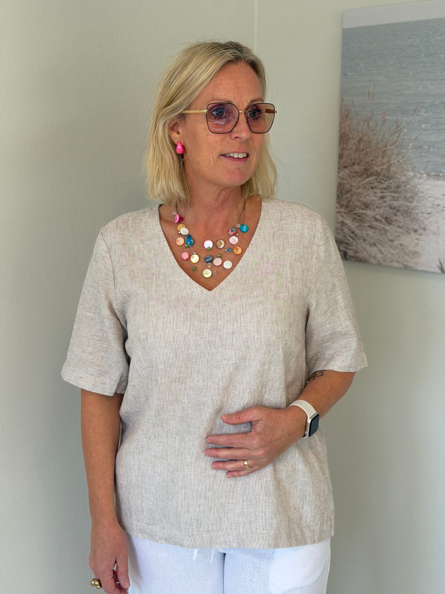 Fqlava-Blouse (Silver Mink w. Star Off-White)
