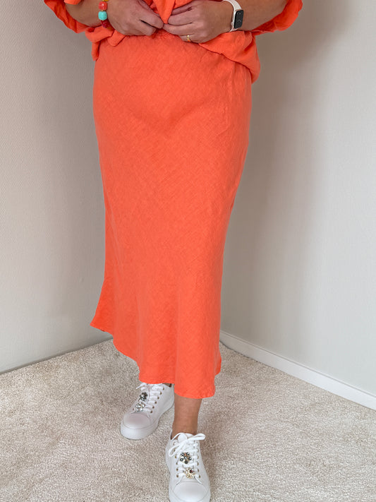 Linnekjol Med Resårmidja (Orange)