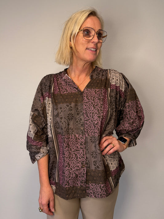 Blus Pingvinärm (Rosa/Brun)