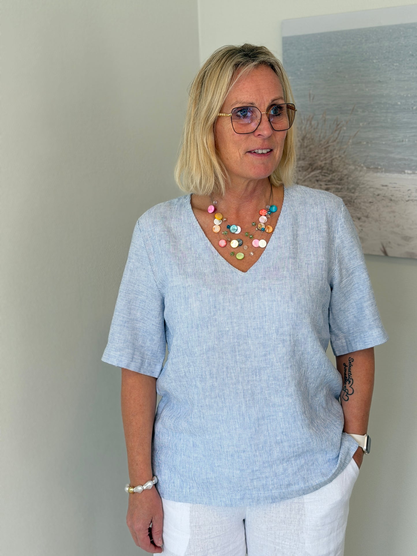 Fqlava-Blouse (Ultramarine w. Star Off-White)
