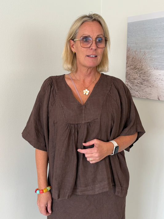 Linnetopp Med V-Ringning (Brun)