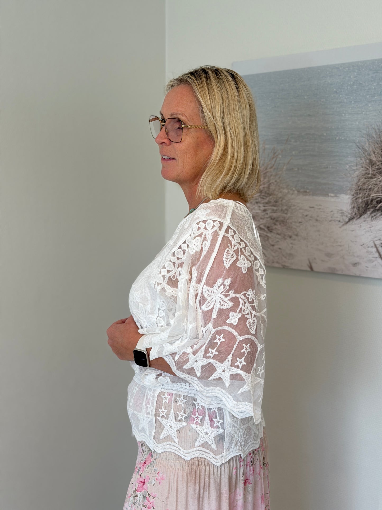 Fjärilsblus (Vit)