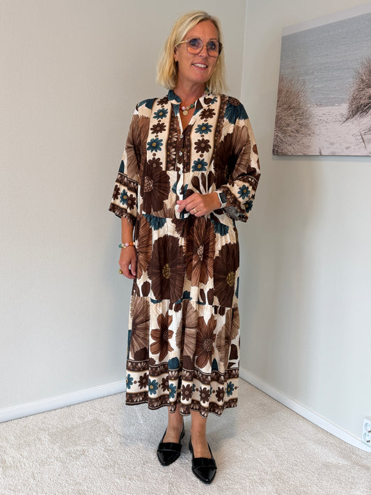 Mönstrad Maxiklänning (Brown)